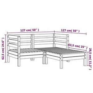 vidaXL 2 személyes tömör duglászfenyő kerti kanapé lábtartóval kép