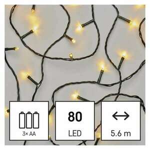 Emos D4FW02 5, 6m/80LED/3xAA/kül-beltéri/időzítős/meleg fehér karácsonyi LED fényfüzér kép