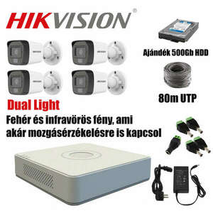 Hikvision Acusense TurboHD prémium kamera rendszer 4db 2mpx DualLight kamerával + ajándék 500Gb-s HDD-vel kép