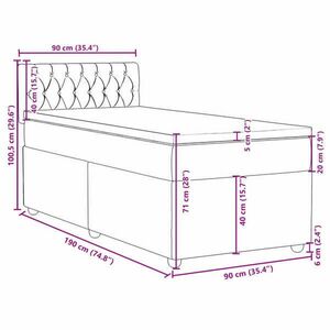 vidaXL fekete szövet rugós ágy matraccal 90x190 cm kép