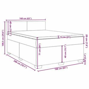 vidaXL fekete bársony rugós ágy matraccal 160x200 cm kép