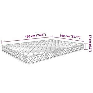 vidaXL fehér memóriahabos matrac 140 x 190 x 17 cm kép