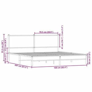 vidaXL sonoma tölgyszínű fém ágykeret matrac nélkül 160 x 200 cm kép