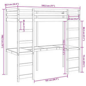 vidaXL fehér tömör fenyő galériaágy-keret matrac nélkül 75 x 190 cm kép