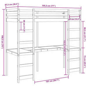 vidaXL tömör fenyő galériaágy-keret matrac nélkül 90 x 190 cm kép