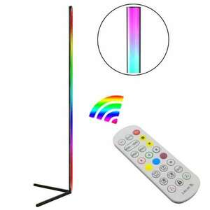 Állólámpa 3 külön programozható zónával, RGB LED diódákkal, távirányítóval, bluetooth kontrollal, 140cm. fekete kép