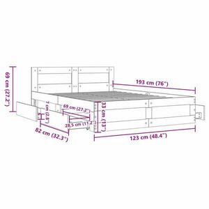 vidaXL fekete szerelt fa ágykeret fejtámlával 120 x 190 cm kép