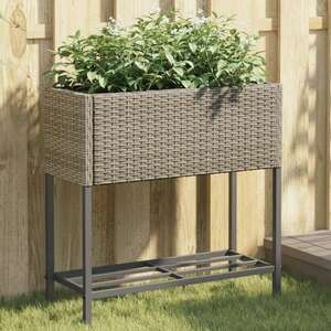 vidaXL 2 db szürke polyrattan kerti ültetőláda polccal 70 x 28 x 70 cm kép