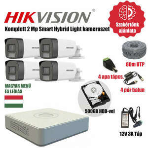 Hikvision 2MP TurboHD prémium kamera rendszer 4db kamerával és 500GB HDD-vel kép