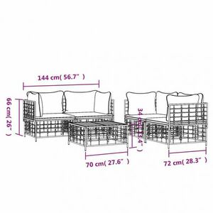 vidaXL 5-részes antracitszürke polyrattan kerti ülőgarnitúra párnákkal kép