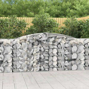 vidaXL 4 db íves horganyzott vas gabion kosár 400x50x100/120 cm kép