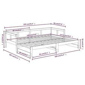 vidaXL fekete tömör fenyőfa kihúzható kanapéágy 2x(90x190) cm kép