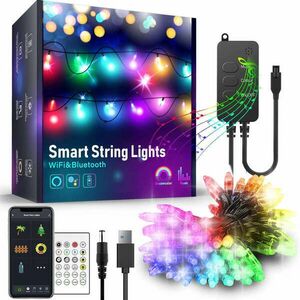 Smart fényfüzér - USB - 50 RGB LED - 5 m - Wi-Fi, Bluetooth kép