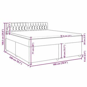 vidaXL sötétbarna szövet rugós ágy matraccal 180 x 200 cm kép