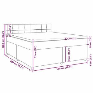 vidaXL sötétbarna szövet rugós ágy matraccal 180 x 200 cm kép