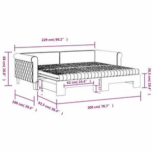 vidaXL sötétszürke kihúzható bársony heverő matraccal 90 x 200 cm kép
