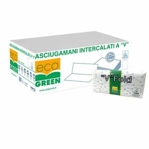 Kéztörlő 2 rétegű V hajtogatású 250 lap/csomag 20 csomag/karton Paperdi_AV.11821/5000 fehér kék nyomattal kép