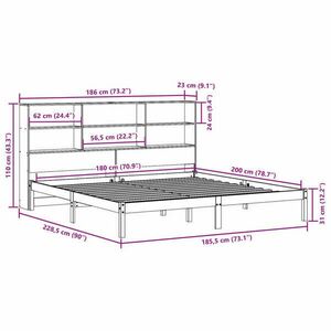 vidaXL tömör fenyőfa könyvespolcos ágy matrac nélkül 180 x 200 cm kép