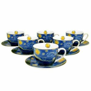 D.G.28065 Porceláncsésze+alj 250ml, 6 személyes dobozban, Van Gogh: Csillagos éj kép