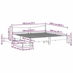 vidaXL viaszbarna tömör fenyőfa ágykeret fiókkal 180 x 200 cm kép