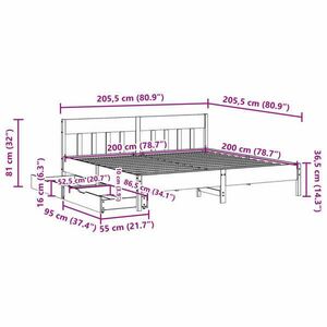 vidaXL tömör fenyőfa ágy matrac nélkül 200 x 200 cm kép