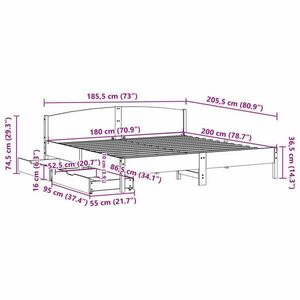 vidaXL fehér tömör fenyőfa ágy matrac nélkül 180 x 200 cm kép