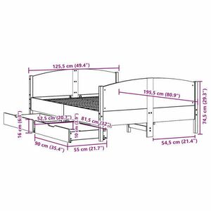 vidaXL viaszbarna tömör fenyőfa ágy matrac nélkül 120 x 190 cm kép