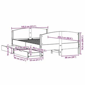 vidaXL fehér tömör fenyőfa ágy matrac nélkül 140 x 200 cm kép