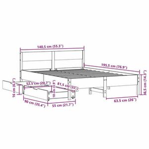 vidaXL tömör fenyőfa ágy matrac nélkül 135 x 190 cm kép