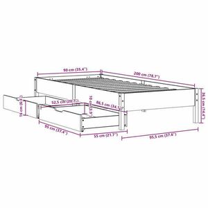 vidaXL fehér tömör fenyőfa ágy matrac nélkül 90 x 200 cm kép