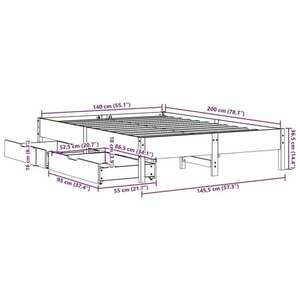 vidaXL viaszbarna tömör fenyőfa ágy matrac nélkül 140 x 200 cm kép