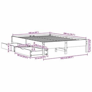 vidaXL viaszbarna tömör fenyőfa ágy matrac nélkül 160 x 200 cm kép