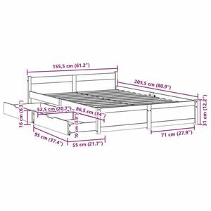 vidaXL tömör fenyőfa ágy matrac nélkül 150x200 cm kép