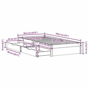 vidaXL tömör fenyőfa ágykeret matrac nélkül 90 x 190 cm kép