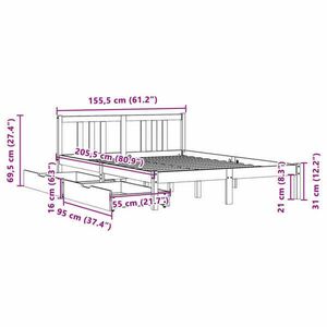 vidaXL fehér tömör fenyőfa ágy matrac nélkül 150 x 200 cm kép