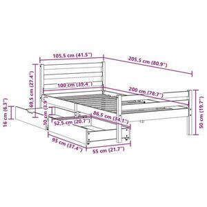 vidaXL tömör fenyőfa ágy matrac nélkül 100 x 200 cm kép