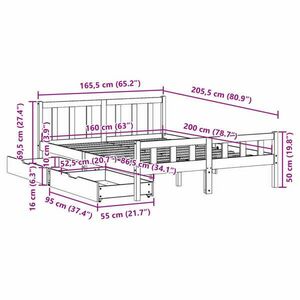 vidaXL viaszbarna tömör fenyőfa ágy matrac nélkül 160 x 200 cm kép