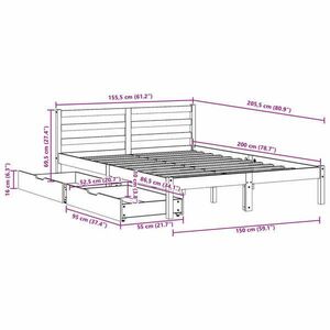 vidaXL viaszbarna tömör fenyőfa ágy matrac nélkül 150 x 200 cm kép