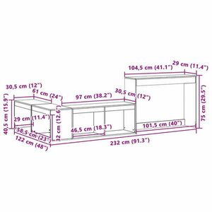 vidaXL viaszbarna tömör fenyőfa éjjeliszekrény asztallal 232x122x75 cm kép