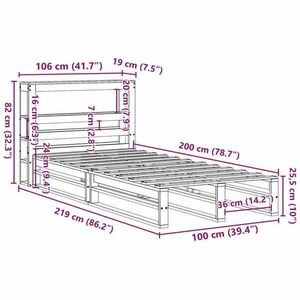 vidaXL tömör fenyőfa ágy matrac nélkül 100 x 200 cm kép