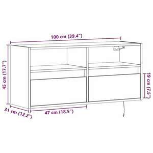 vidaXL betonszürke falra szerelhető TV-szekrény LED-del 100x31x45 cm kép