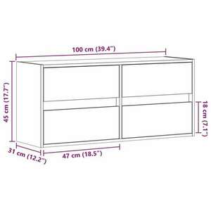 vidaXL szürke sonoma színű fali TV-szekrény LED-del 100x31x45 cm kép