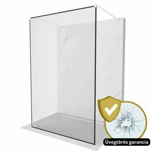 HD Velence Light White szabadonálló Walk-In zuhanyfal, 130x200 cm, 8 mm vastag vízlepergető biztonsági üveggel, 200 cm magas, két távtartóval kép