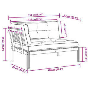 vidaXL tömör akácfa kerti raklap-sarokkanapé párnákkal kép