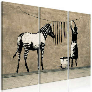 Banksy: Zebra mosása betonra (3 rész) 120x80 - vászonkép kép