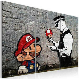 Super Mario Mushroom Cop, Banksy 90x60 - vászonkép kép