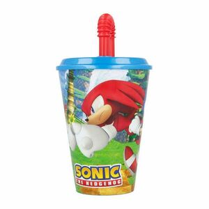 Water Cup with Straw for Kids STOR 40530 430 ml Sonic the Hedgehoh (blue&amp;red) kép