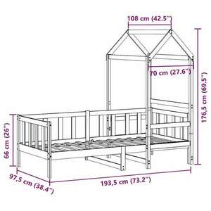 vidaXL tömör fenyőfa kanapéágy tetővel 90 x 190 cm kép