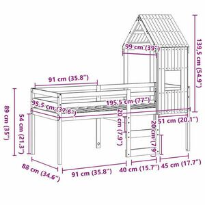 vidaXL viaszbarna tömör fenyőfa magasított ágy tetővel 90 x 190 cm kép