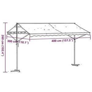 vidaXL kék-fehér szövet és acél szabadon álló napellenző 400 x 300 cm kép